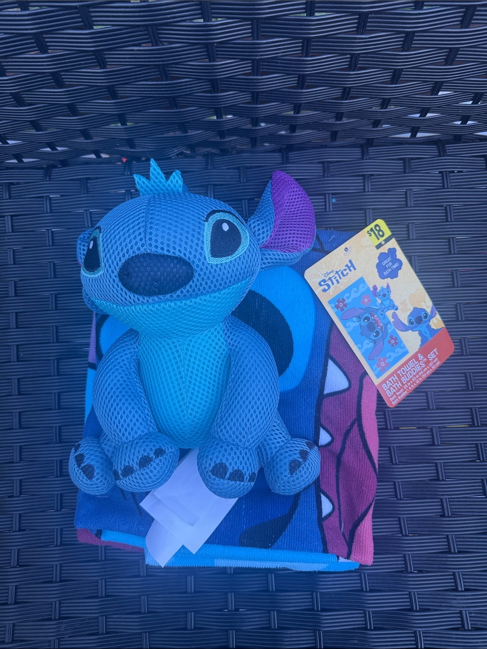 Disney Blue and Purple Stitch Plush with Matching Towel